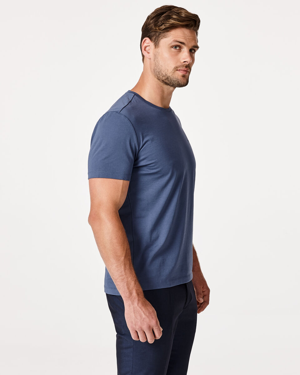 Plain Crew Tee, Smoke Blue, hi-res